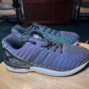 adidas ZX Flux Xeno Reflective Sneaker Shoes‎ Men's Size 9.5 Black Low Top Snake